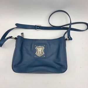 JW Hulme Purse Handbag Crest Heritage Blue Pebbled Leather Designer